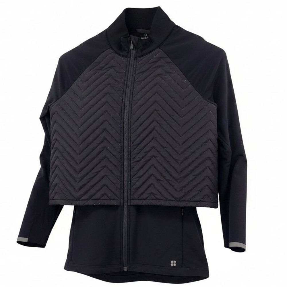 Sweaty Betty Fast Track Jacket Womens Small Black Quilted Running Zip Up SB5253